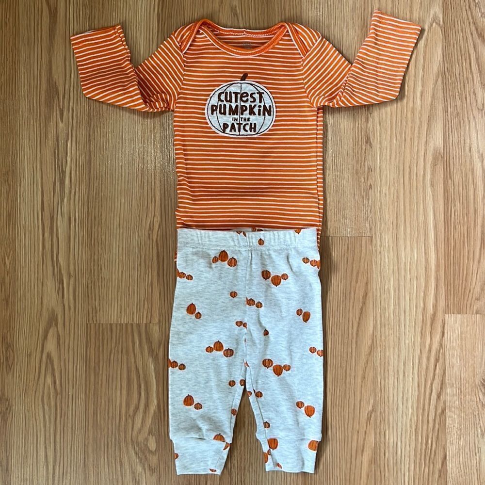 Carters Size 9 Months Cutest Pumpkin In The Patch Onesie and Pant Set